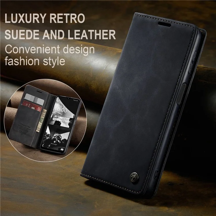 Serie Caseme 013 Per Samsung Galaxy M53 5G Anti-drop PU Leather Follio Flip Cover Copertina di Supporto Per Telefono Regolabile - Nero