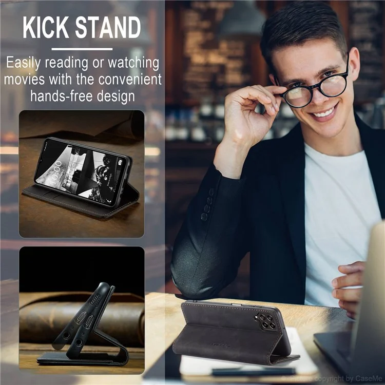 Serie Caseme 013 Per Samsung Galaxy M53 5G Anti-drop PU Leather Follio Flip Cover Copertina di Supporto Per Telefono Regolabile - Nero