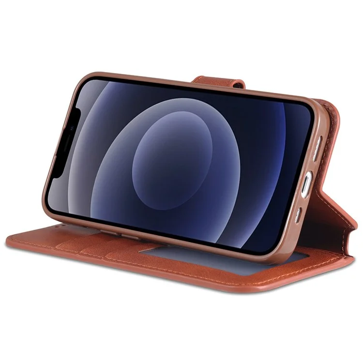 AZNS PU Leather Case for iPhone 14 Plus 6.7 inch, Stand Wallet Scratch Resistant Magnetic Flip Folio Phone Cover - Brown