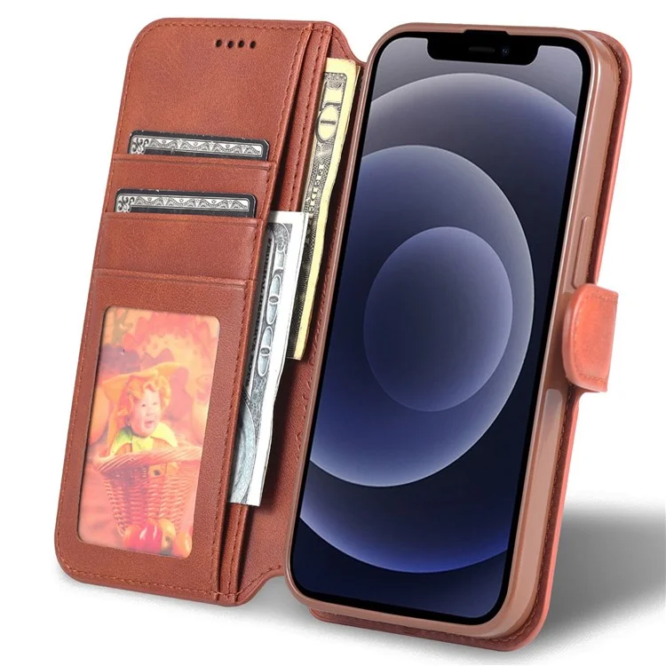 AZNS PU Leather Case for iPhone 14 Plus 6.7 inch, Stand Wallet Scratch Resistant Magnetic Flip Folio Phone Cover - Brown