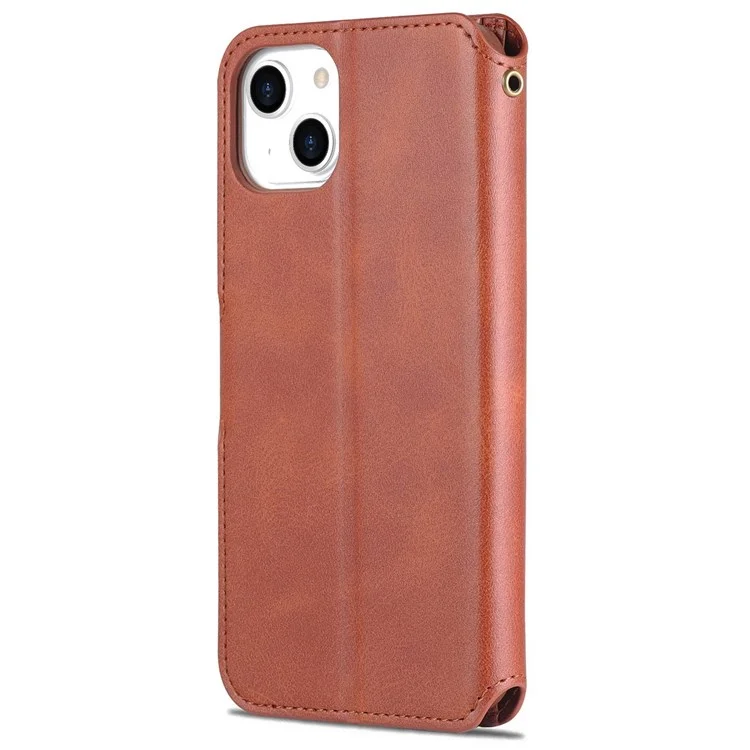 AZNS PU Leather Case for iPhone 14 Plus 6.7 inch, Stand Wallet Scratch Resistant Magnetic Flip Folio Phone Cover - Brown
