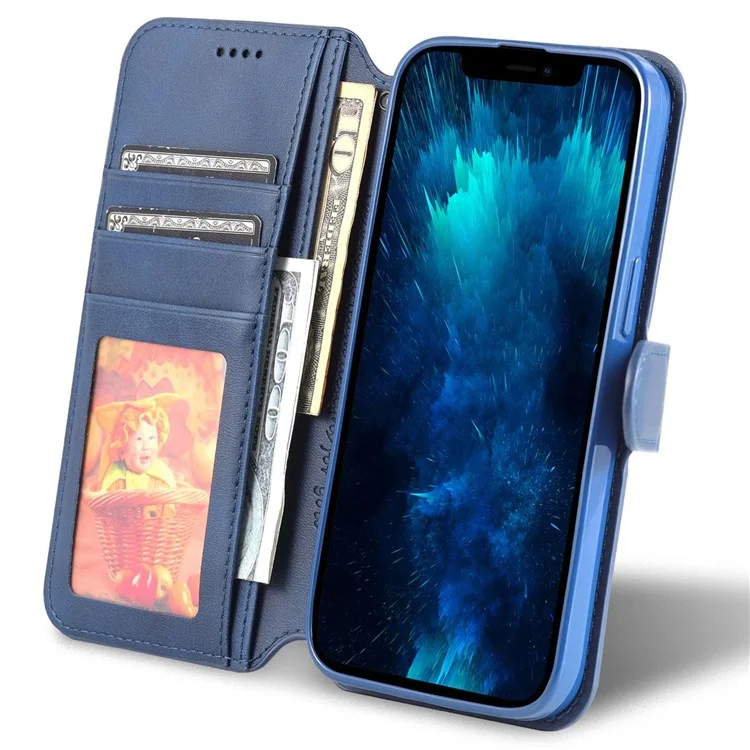 AZNS PU Leather Case for iPhone 14 Pro 6.1 inch, Full Protection Stand Wallet Magnetic Flip Folio Phone Cover - Blue
