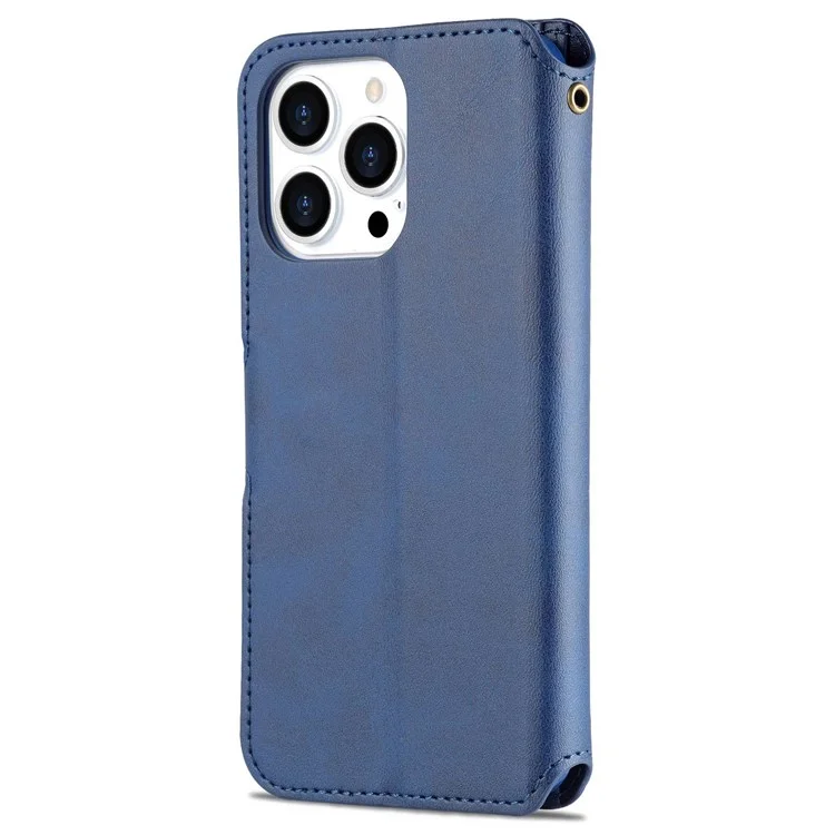 AZNS PU Leather Case for iPhone 14 Pro 6.1 inch, Full Protection Stand Wallet Magnetic Flip Folio Phone Cover - Blue