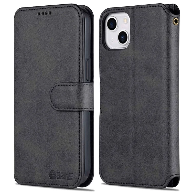 AZNS PU Leather Case for iPhone 14 6.1 inch, Viewing Stand Wallet Magnetic Flip Folio Book Phone Cover - Black