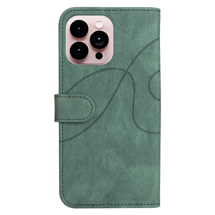 For iPhone 14 Pro Max Leather Case Wallet Stand Color Splicing Phone Cover - Green