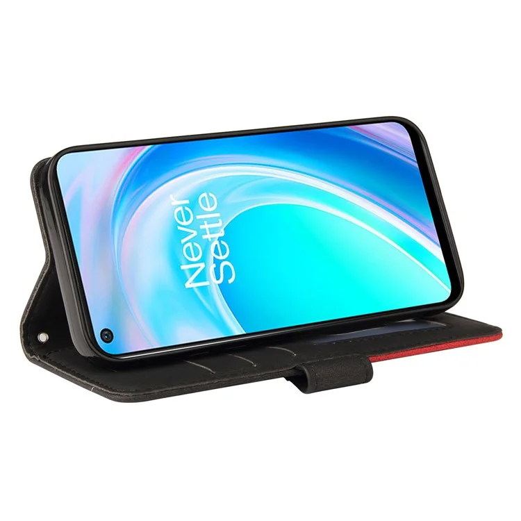 For OnePlus Nord CE 2 Lite 5G Leather Case Wallet Stand Color Splicing Phone Cover - Black