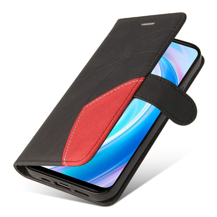 For OnePlus Nord CE 2 Lite 5G Leather Case Wallet Stand Color Splicing Phone Cover - Black