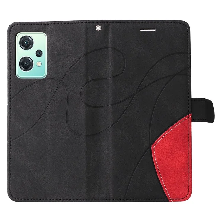 For OnePlus Nord CE 2 Lite 5G Leather Case Wallet Stand Color Splicing Phone Cover - Black