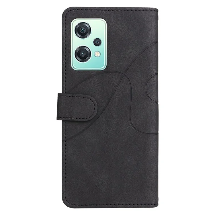 For OnePlus Nord CE 2 Lite 5G Leather Case Wallet Stand Color Splicing Phone Cover - Black