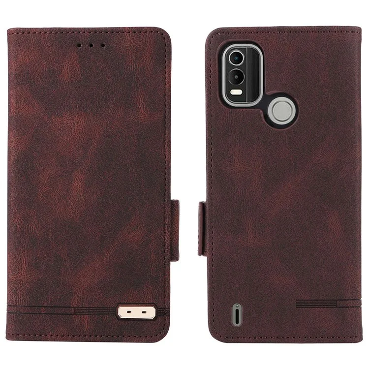 Per Nokia C21 Plus Drop Resign Design PU Wallet in Pelle Pareta Copertina di Telefono in Stile Telefono - Caffè