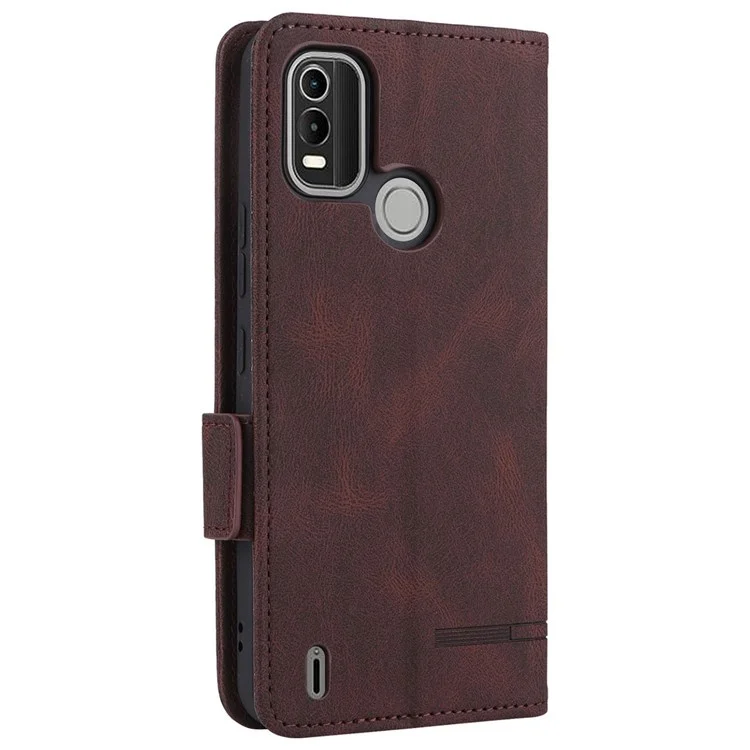 Per Nokia C21 Plus Drop Resign Design PU Wallet in Pelle Pareta Copertina di Telefono in Stile Telefono - Caffè