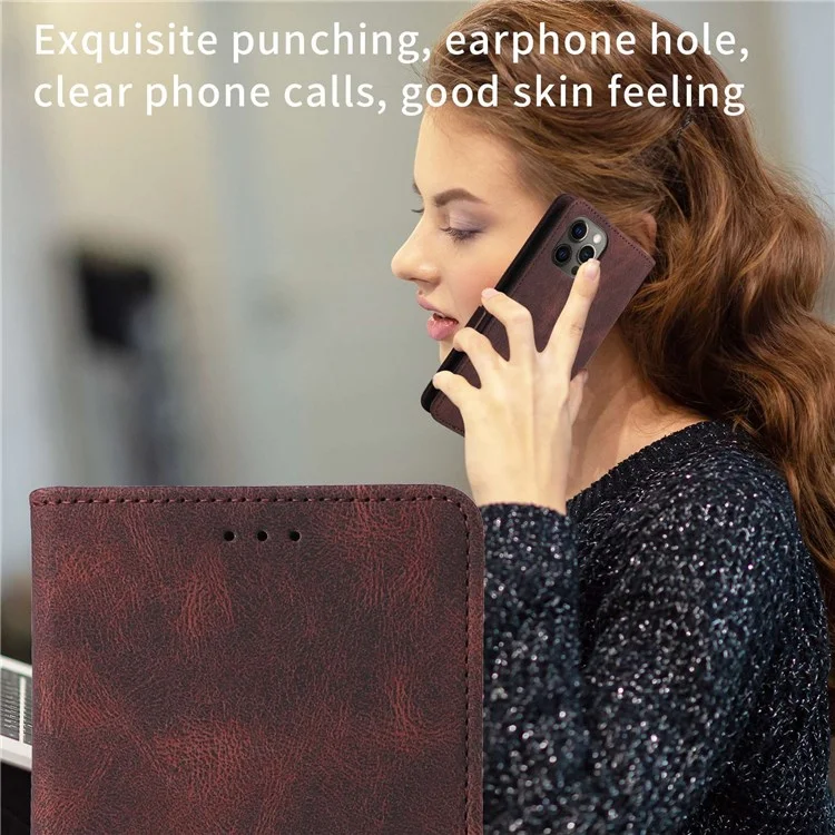 Для Alcatel 1B (2022) Аппаратный Дизайн Shockpereper Leather Swellet Stand Case Colep Pleple Cover - Кофе