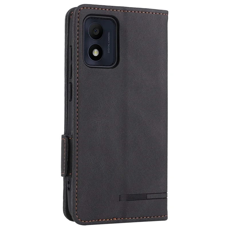 For Alcatel 1B (2022) Hardware Design Shockproof PU Leather Wallet Stand Case Book Style Phone Cover - Black