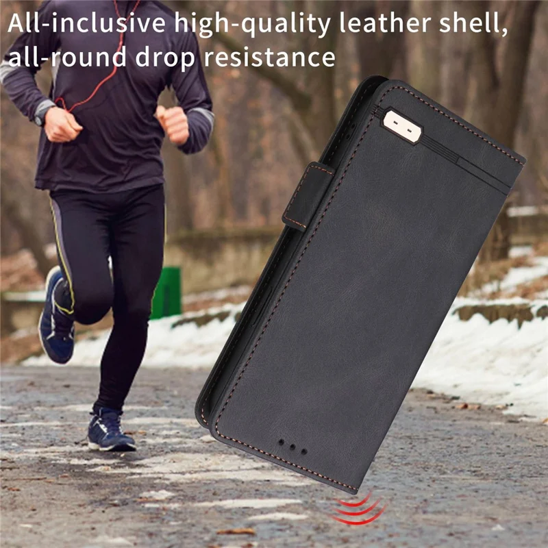 For Alcatel 1B (2022) Hardware Design Shockproof PU Leather Wallet Stand Case Book Style Phone Cover - Black