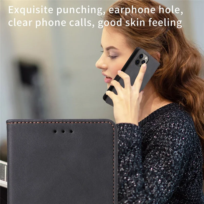 For Alcatel 1B (2022) Hardware Design Shockproof PU Leather Wallet Stand Case Book Style Phone Cover - Black