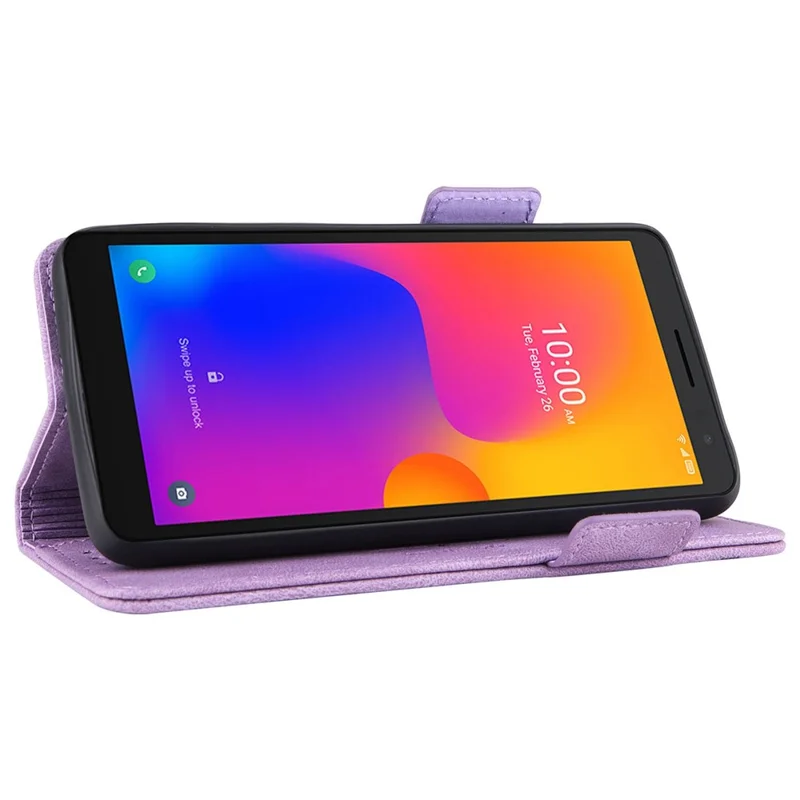 Para Alcatel 1B (2022) Diseño de Hardware pu Cuero PU Cuero Stand Estuche de Estuche Portada de Teléfono - Violeta