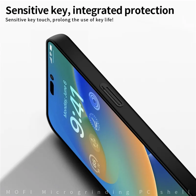 MOFI JK PC Series-1 Shield for iPhone 14 Pro 6.1 inch Scratch Resistant Phone Case Hard PC Matte Anti-drop Mobile Phone Cover with Strap - Black