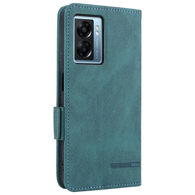 Para o Oppo A57 (2022) 5G / A77 5G / Realme V23 5G Design de Hardware PU Carteira de Couro Caso Caso Style Phone Cober - Azul