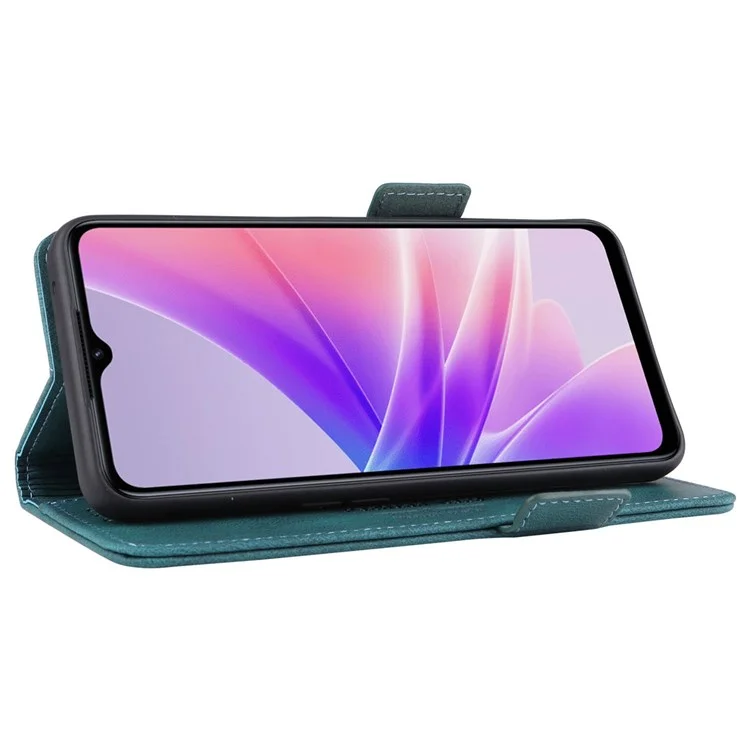 Para o Oppo A57 (2022) 5G / A77 5G / Realme V23 5G Design de Hardware PU Carteira de Couro Caso Caso Style Phone Cober - Azul