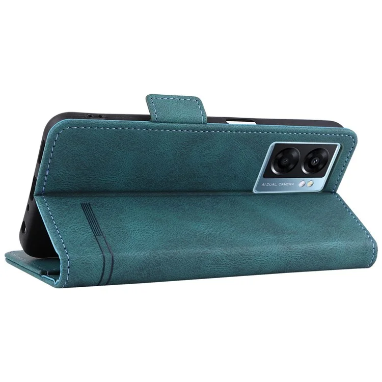 Para o Oppo A57 (2022) 5G / A77 5G / Realme V23 5G Design de Hardware PU Carteira de Couro Caso Caso Style Phone Cober - Azul