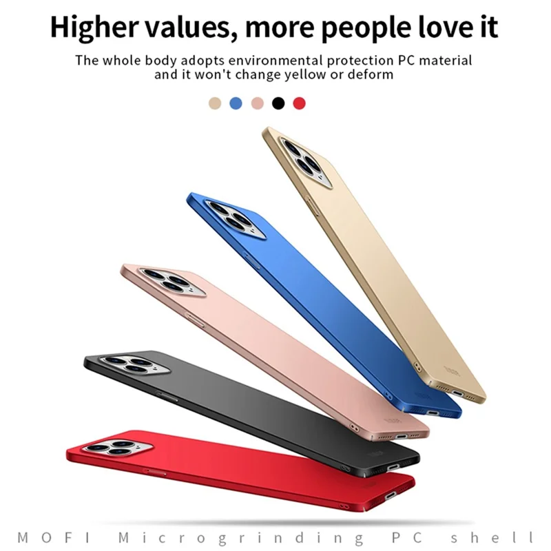 MOFI JK PC Series-1 Shield for iPhone 14 Pro Max Anti-drop Phone Case Hard PC Matte Ultra Slim Mobile Phone Cover with Strap - Gold