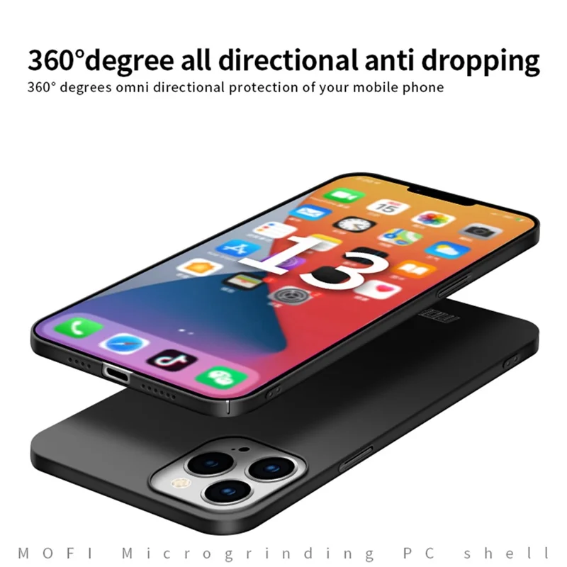MOFI JK PC Series-1 Schild für iPhone 14 Pro Max Anti-Drop-Handyhülle, harte PC-Matte, Ultra-Slim-Handyhülle mit Trageriemen - Blau