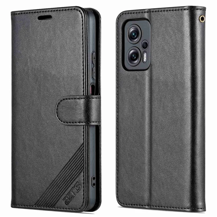 AZNS Flip Portefeuille Case Pour Xiaomi Redmi Note 11T Pro 5G / Note 11T Pro + 5G / Poco X4 GT 5G Apport de Couverture Magnétique PU Magnetin - le Noir