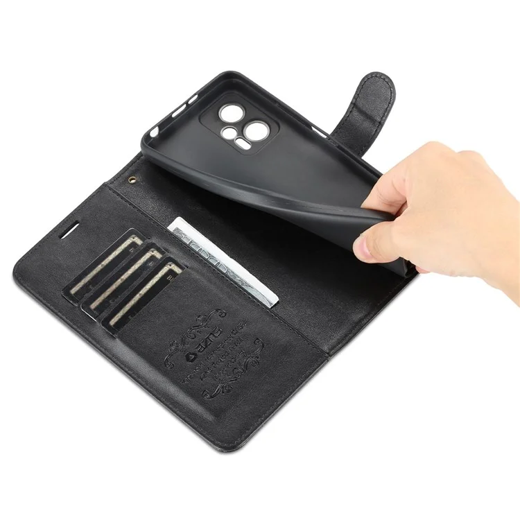 AZNS Flip Portefeuille Case Pour Xiaomi Redmi Note 11T Pro 5G / Note 11T Pro + 5G / Poco X4 GT 5G Apport de Couverture Magnétique PU Magnetin - le Noir