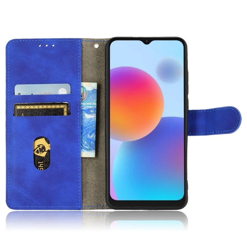 For ZTE Blade A52 Anti-Scratch Skin-Touch Feeling Cell Phone Case Magnetic Clasp PU Leather Wallet Stand - Blue