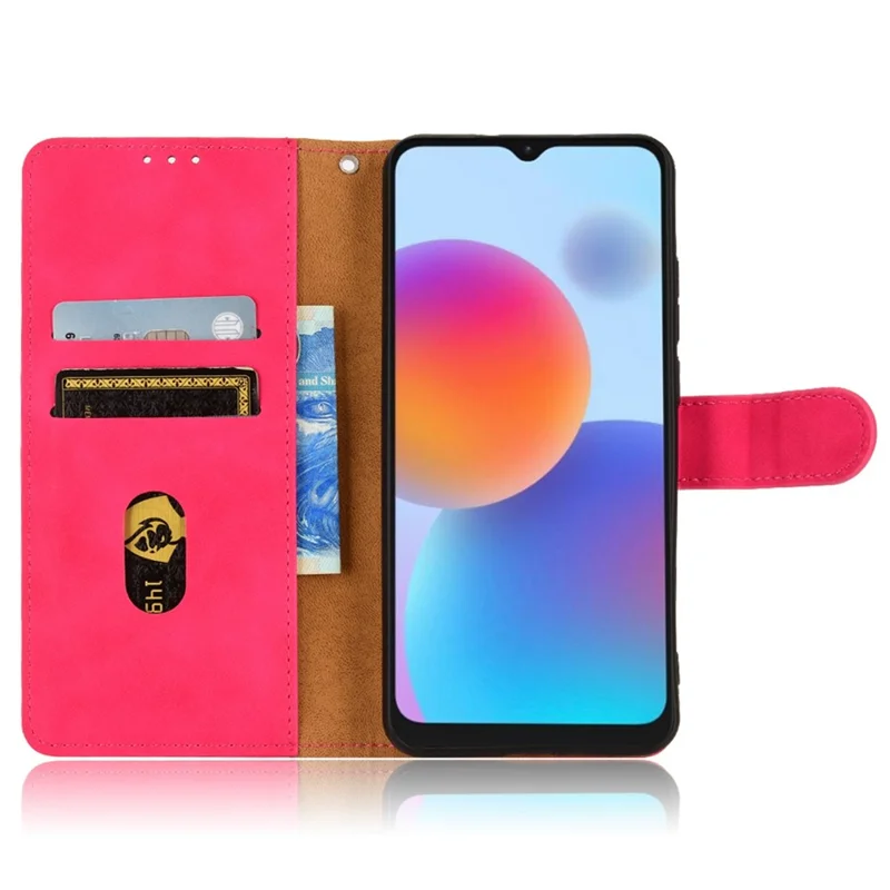 For ZTE Blade A52 Anti-Scratch Skin-Touch Feeling Cell Phone Case Magnetic Clasp PU Leather Wallet Stand - Red