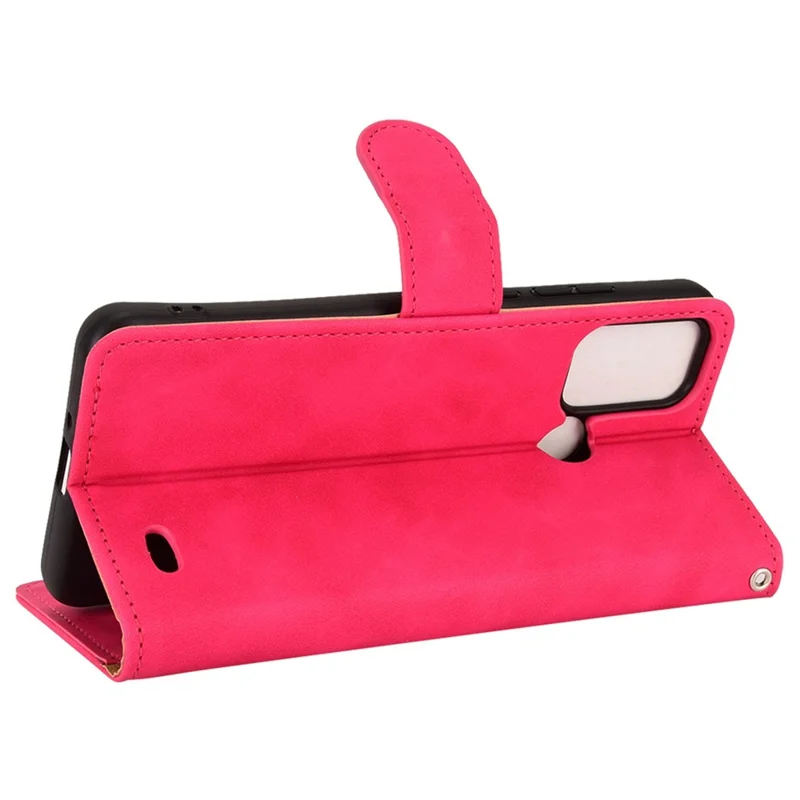 For ZTE Blade A52 Anti-Scratch Skin-Touch Feeling Cell Phone Case Magnetic Clasp PU Leather Wallet Stand - Red