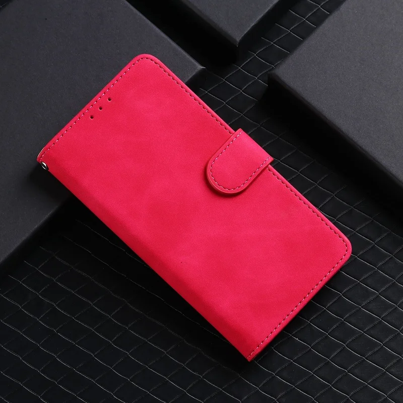 For ZTE Blade A52 Anti-Scratch Skin-Touch Feeling Cell Phone Case Magnetic Clasp PU Leather Wallet Stand - Red