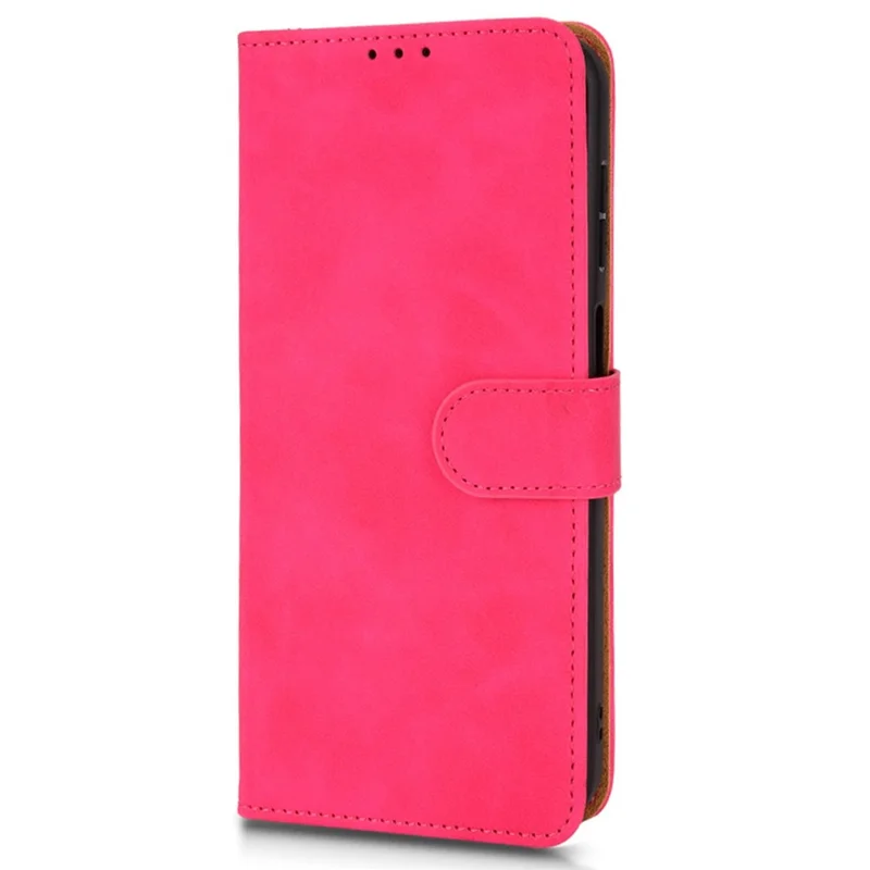 For ZTE Blade A52 Anti-Scratch Skin-Touch Feeling Cell Phone Case Magnetic Clasp PU Leather Wallet Stand - Red