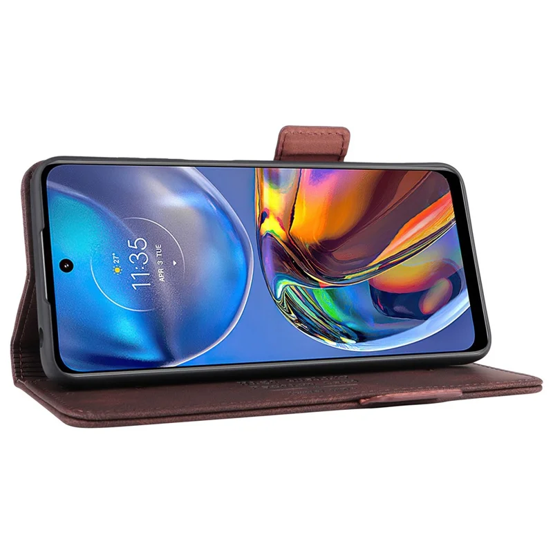 Til Motorola Moto E32 4G Hardware Design PU Læder Anti-fald Beskyttelseswallet Stående Cover Bogstil Telefonbeskyttelse - Kaffe