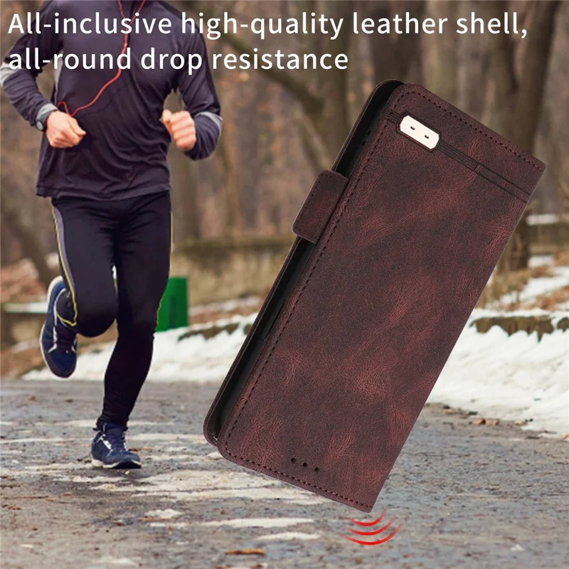 Til Motorola Moto E32 4G Hardware Design PU Læder Anti-fald Beskyttelseswallet Stående Cover Bogstil Telefonbeskyttelse - Kaffe