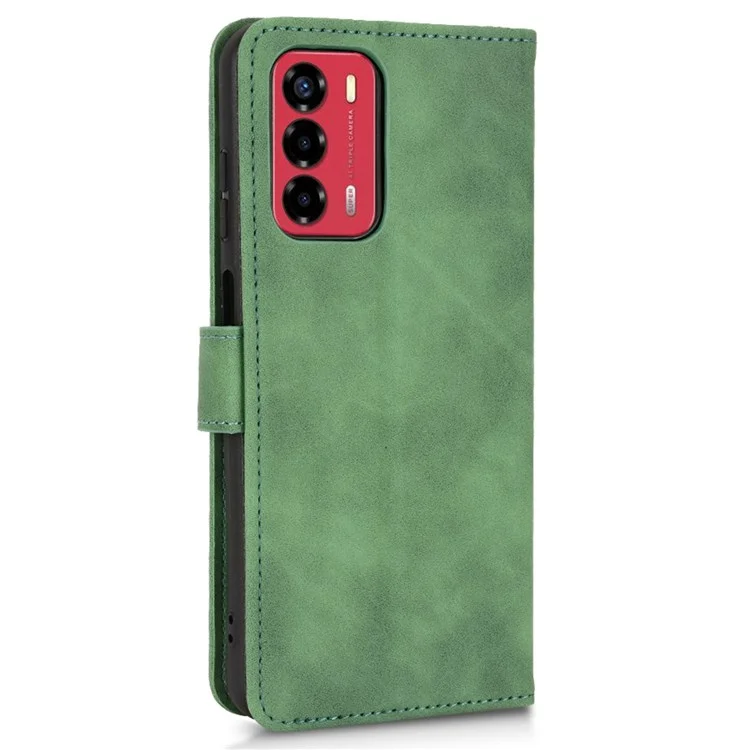 For ZTE Blade A72 4G / V40 Vita Skin-Touch Feeling Drop Proof Cell Phone Case Magnetic Clasp PU Leather Wallet Stand - Green