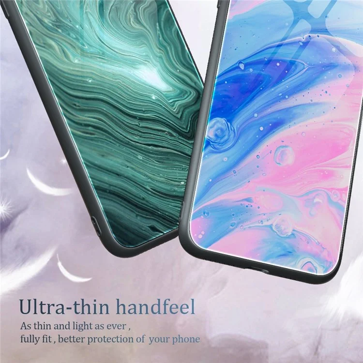 Caixa de Telefone à Prova de Gotas de Padrão de Mármore Para Oppo Reno8 5g (versão Global) / Oppo Reno8 5G, Vidro Temperado + PC + TPU Tampa Híbrida - DL01