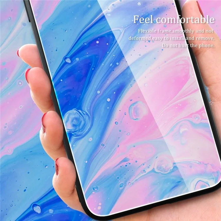 Caixa de Telefone à Prova de Gotas de Padrão de Mármore Para Oppo Reno8 5g (versão Global) / Oppo Reno8 5G, Vidro Temperado + PC + TPU Tampa Híbrida - DL01