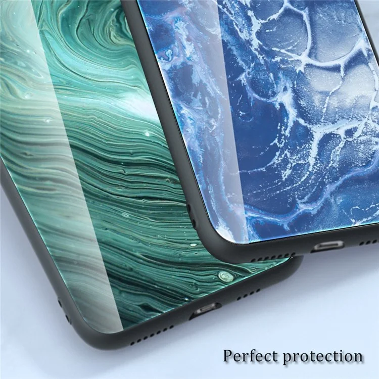 Caixa de Telefone à Prova de Gotas de Padrão de Mármore Para Oppo Reno8 5g (versão Global) / Oppo Reno8 5G, Vidro Temperado + PC + TPU Tampa Híbrida - DL01