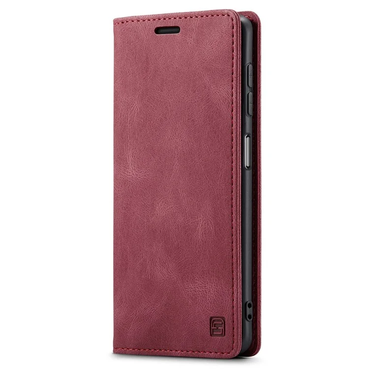AUTSPACE A01 Serie für Samsung Galaxy M33 5G (globale Version) Handyhülle Tasche Matte PU-Leder + TPU RFID-Blocking Magnetverschluss Retro-Telefonhülle Standfunktion Brieftasche - Rot