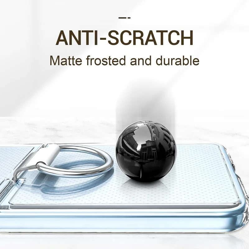 For Samsung Galaxy Z Flip4 5G Transparent PC+PVC Phone Case Ring Holder Kickstand Design Matte Anti-scratch Cover