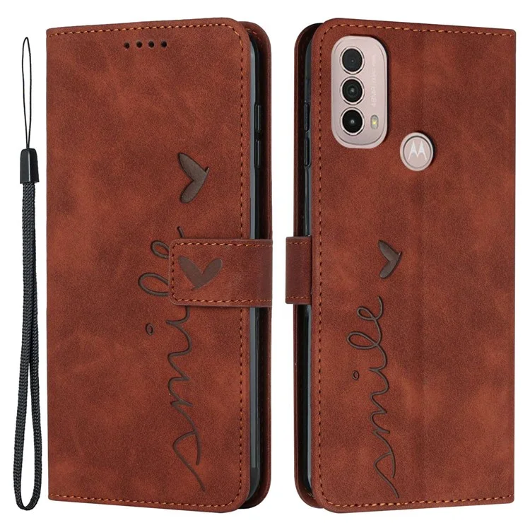 Для Motorola Moto E20/E30/E40 Skin-touch Shape Shape Chiefite Chote Phone Case с Подставкой Для Кошелька - Коричневый