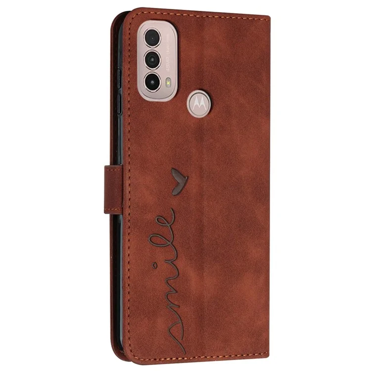 Для Motorola Moto E20/E30/E40 Skin-touch Shape Shape Chiefite Chote Phone Case с Подставкой Для Кошелька - Коричневый