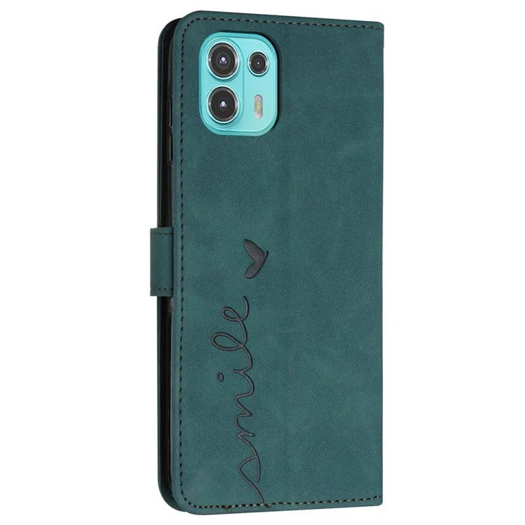 Para Motorola Edge 20 Lite/Edge 20 Fusion Stand Willet Forma de Cuero Teléfono Forma de Corazón de la Piel Cubierta Protectora Impresa - Verde