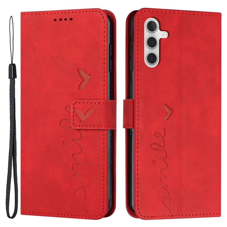 Para o Samsung Galaxy A13 5G Heart Shaped Phone Case de Telefone PU Couro de Couro Sensação de Carteira Com Stand Stand - Vermelho