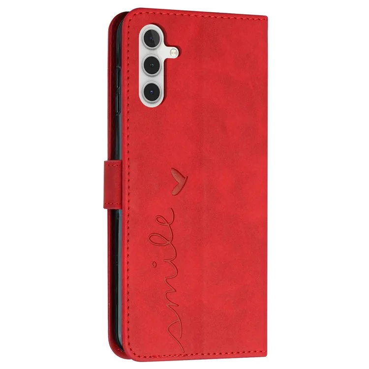 Para o Samsung Galaxy A13 5G Heart Shaped Phone Case de Telefone PU Couro de Couro Sensação de Carteira Com Stand Stand - Vermelho
