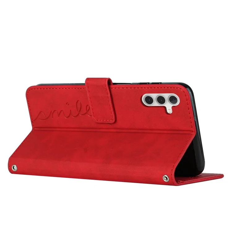 Para o Samsung Galaxy A13 5G Heart Shaped Phone Case de Telefone PU Couro de Couro Sensação de Carteira Com Stand Stand - Vermelho