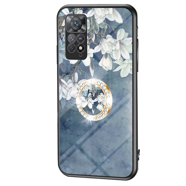 Para Xiaomi Redmi Note 11S 4G Corteut Preciso Patrón de Flores Anti-scratch Cubierta Impresa Tpu+pc+teléfono de Protección de Vidrio Templado Con Kickstand - Rosa China