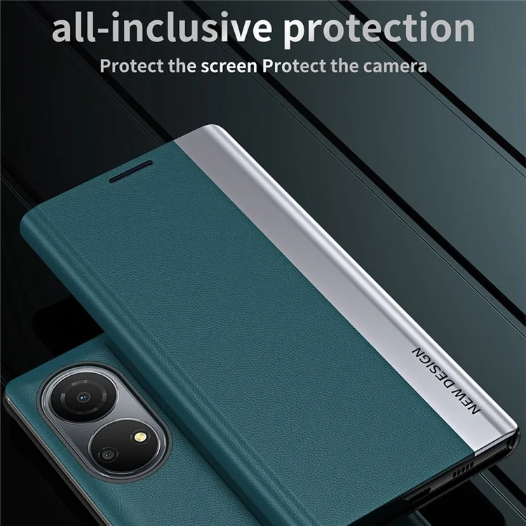 For Honor X7 / Honor Play 30 Plus 5G Stoßfeste PU-Leder-Ständer-Designhülle Elektroplattierung Handyhülle - Grün