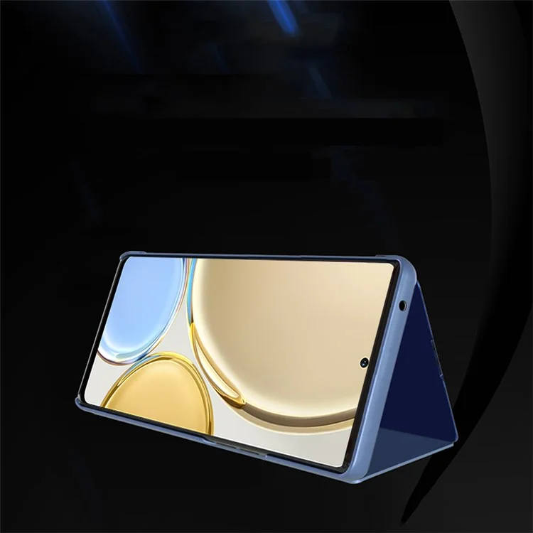 Для Honor X9 5G/X30 5G/Magic4 Lite 5G Складная подставка Дизайн PU кожаный чехол Окно для просмотра Электролитное зеркало Износостойкий чехол для телефона - Небесно-голубой